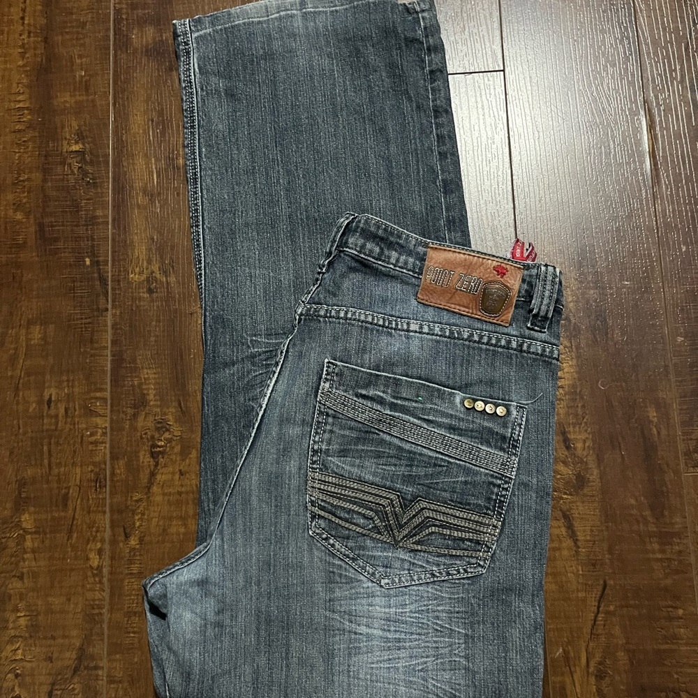 Point Zero Men's Bootcut Jeans in Washed Dark Blue